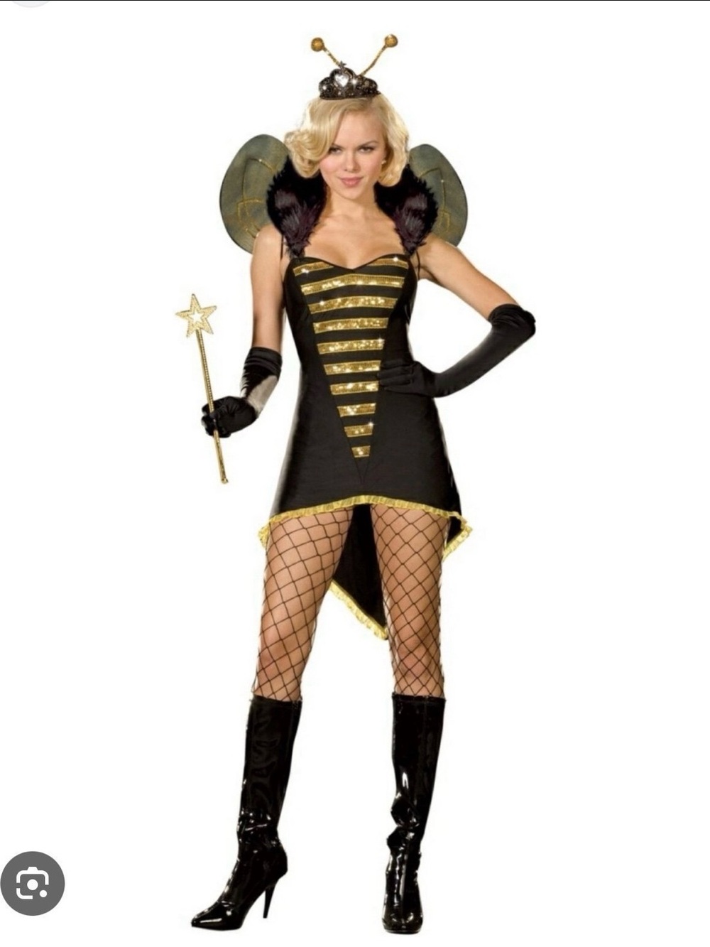 Sexy Black & Gold Bee Costume Dress women size small
